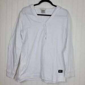 Fish out of Water White Cotton Hooded Light Long Sleeved Shirt Women's SZ Medium